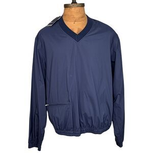 Zegna Sport Mens Large Navy Feather Weight Aqualite Packable Windbreaker